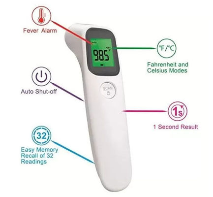 ปรอทวัดอุณหภูมิแบบหน้าผาก 32 เท่าบันทึก 74g